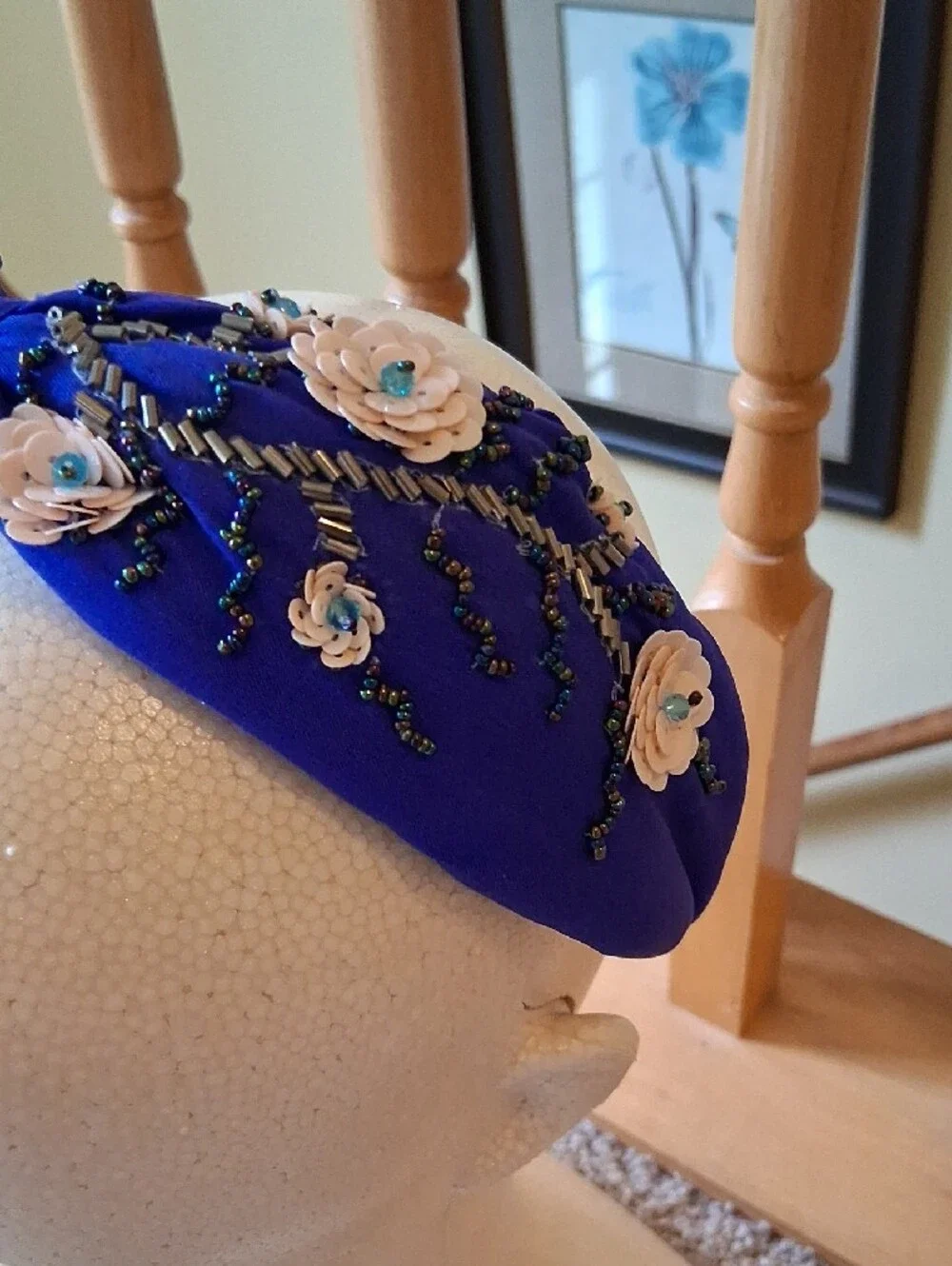 Embellished Royal Blue Floral Headband